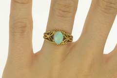 14K Yellow Gold Natural Opal Triquetra Rope Trim Vintage Ring