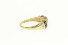 14K Yellow Gold 2.30 Ctw Natural Blue & White Sapphire Band Ring