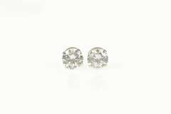 14K White Gold Round Cubic Zirconia Solitaire Stud Earrings