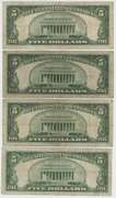 4 Series of 1928 $5 Red Seal Notes. Scarcer