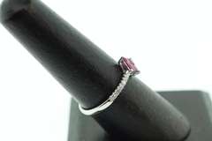 Enrapturing Four Square Ruby 18k White Gold Ring flanked with Diamonds