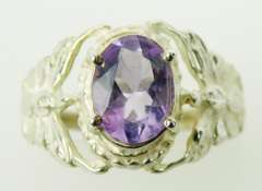 Sterling Amethyst Butterfly Ring, Size 6
