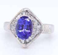 Majestic 18kt White Gold oval Tanzanite and Diamond Ring