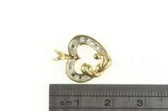 10K Yellow Gold Mother Child Diamond Heart Love Symbol Pendant