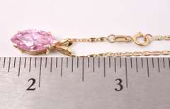 Gorgeous Pink CZ Pendant Necklace in Yellow Gold