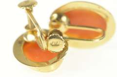 14K Yellow Gold Vintage Shell Cameo Retro Screw Back Earrings