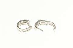 10K White Gold 0.30 Ctw Diamond Pave Statement Hoop Earrings