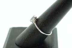 Regal Sole Sapphire 18k White Gold Ring with Studded Diamonds