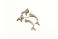 Sterling Silver Dolphin Through Ear Illusion Statement Earrings