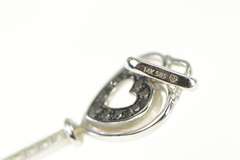 14K White Gold Black & White Diamond Heart Skeleton Key Pendant