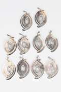 Abalone Shell Pendants Lot of 105 Rhodium Plating Over Brass