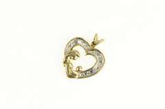 10K Yellow Gold Mother Child Diamond Heart Love Symbol Pendant