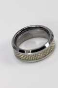 Men's Tungsten Carbide Gray Carbon Fiber Inlay Wedding Band Comfort Fit Ring Size 7.5