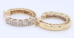 Sparkling Yellow Gold Champagne Diamond Hoop Earrings
