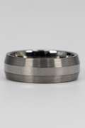 8mm Tungsten Carbide Silver Tone Thick Stripe Wedding Band Comfort Fit Ring Size 11