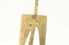 14K Yellow Gold Modernist Turquoise Geometric Drop Artisanal Pendant