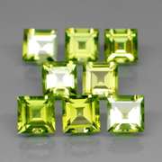 Princess cut unheated! 5.96ct Peridot set