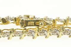 10K Yellow Gold 0.45 Ctw Diamond Wavy Link Simple Tennis Bracelet