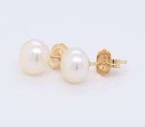 Fancy Yellow Gold 6mm Pearl Stud Earrings