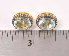 Brilliant 6.00CTW Topaz and 0.50CTW Diamond Earrings in Gold Plated Sterling Silver