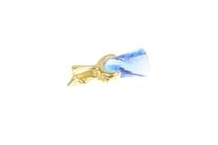 14K Yellow Gold Dolphin Fantasy Cut Syn. Sapphire Drop Pendant