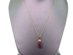 14kt Yellow Gold, Pink Tourmaline, & Diamond Pendant Necklace