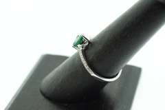 Affectionate Emerald Trinity 18k White Gold Ring with Diamonds