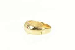 14K Yellow Gold Diamond Cut Flower Pattern Enamel Domed Ring