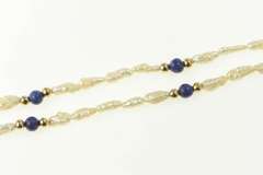 14K Yellow Gold Pearl Lapis Lazuli Beaded Classic Statement Pendant
