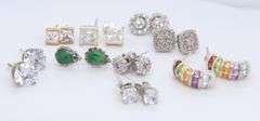 Group Lot of Vintage 925 Sterling Silver Earrings