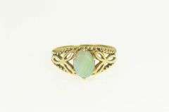 14K Yellow Gold Natural Opal Triquetra Rope Trim Vintage Ring