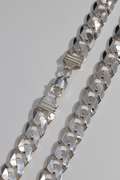Men's 14.8mm Solid .925 Sterling Silver Flat Curb Chain Link Italy Necklace 22"