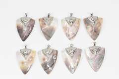 Abalone Shell Pendants Lot of 105 Rhodium Plating Over Brass