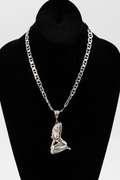 .925  Italian Sterling Silver 8mm Mariner Chain w/.925 Sterling Silver Sexy Lady Pendant