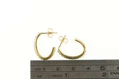 10K Yellow Gold Resin Studded Oval Statement Semi Hoop Earrings