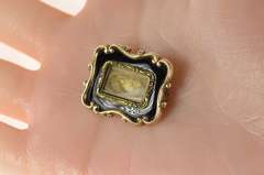 Gold Filled Victorian Ornate Black Enamel Mourning Pin/Brooch