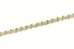 10K Yellow Gold 0.45 Ctw Diamond Wavy Link Simple Tennis Bracelet
