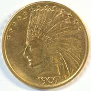 Much scarcer 1907 No Motto $10 Indian Gold Piece. Nice