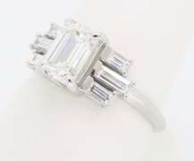 Certified 1.55CTW Emerald Cut Diamond Engagement Ring