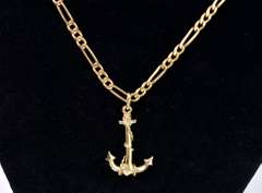 Brilliant Anchor Pendant Necklace in 14K Yellow Gold