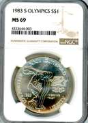 1983-S Olympics BU Commemorative Silver Dollar in NGC MS69