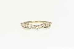 14K White Gold 0.42 Ctw Diamond Curved Layered Look Wedding Ring