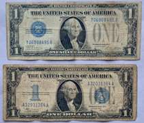 2 Funnyback $1 Silver Certificates