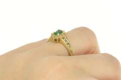 14K Yellow Gold 0.50 Ctw Emerald Diamond Halo Engagement Ring