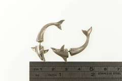 Sterling Silver Dolphin Through Ear Illusion Statement Earrings