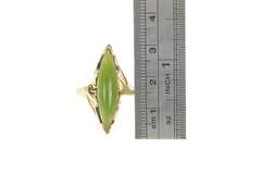 10K Yellow Gold 1960's Marquise Nephrite Cabochon Navette Ring