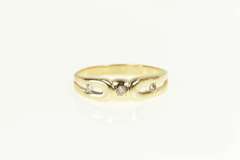 14K Yellow Gold Diamond Three Stone Simple Wedding Band Ring