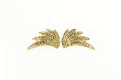 14K Yellow Gold Diamond Cut Fanned Retro Statement Earrings