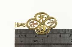 14K Yellow Gold Four Seasons Symbol Time Nature Handmade Charm/Pendant