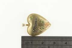 Gold Filled Mom Two Tone Floral Heart Photo Locket Pendant